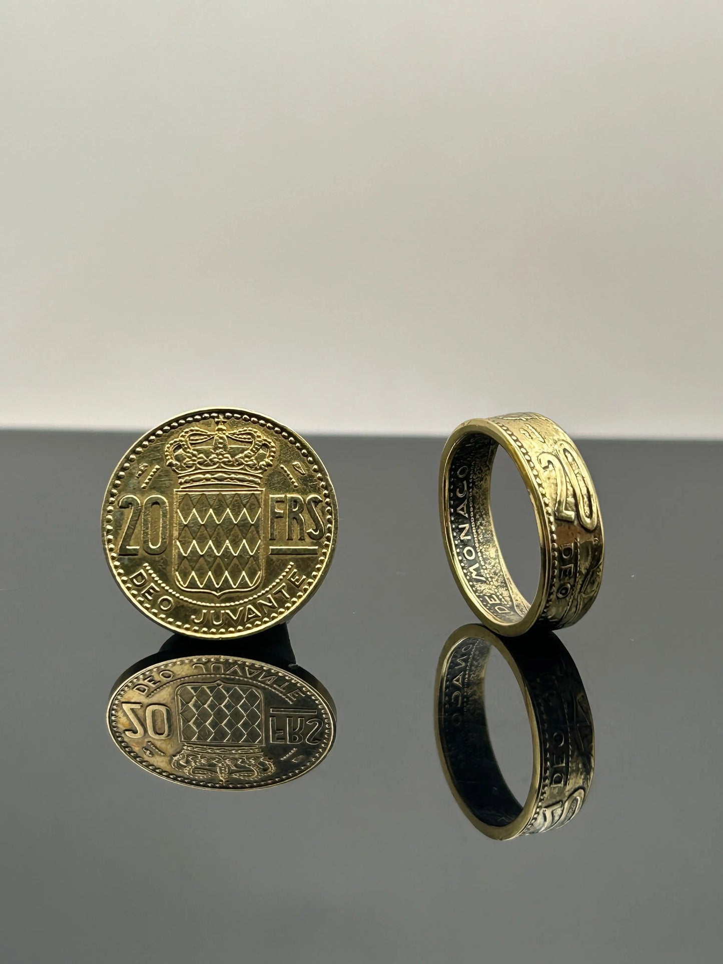 Bague pièce de monnaie 20 francs Monaco MONNAIA