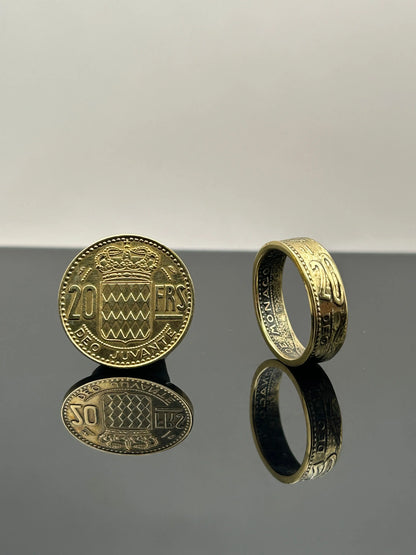 Bague pièce de monnaie 20 francs Monaco MONNAIA