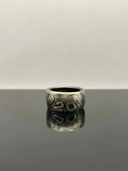 Bague pièce de monnaie 20 Francs Turin en argent massif Monnaia, bijou artisanal unique
