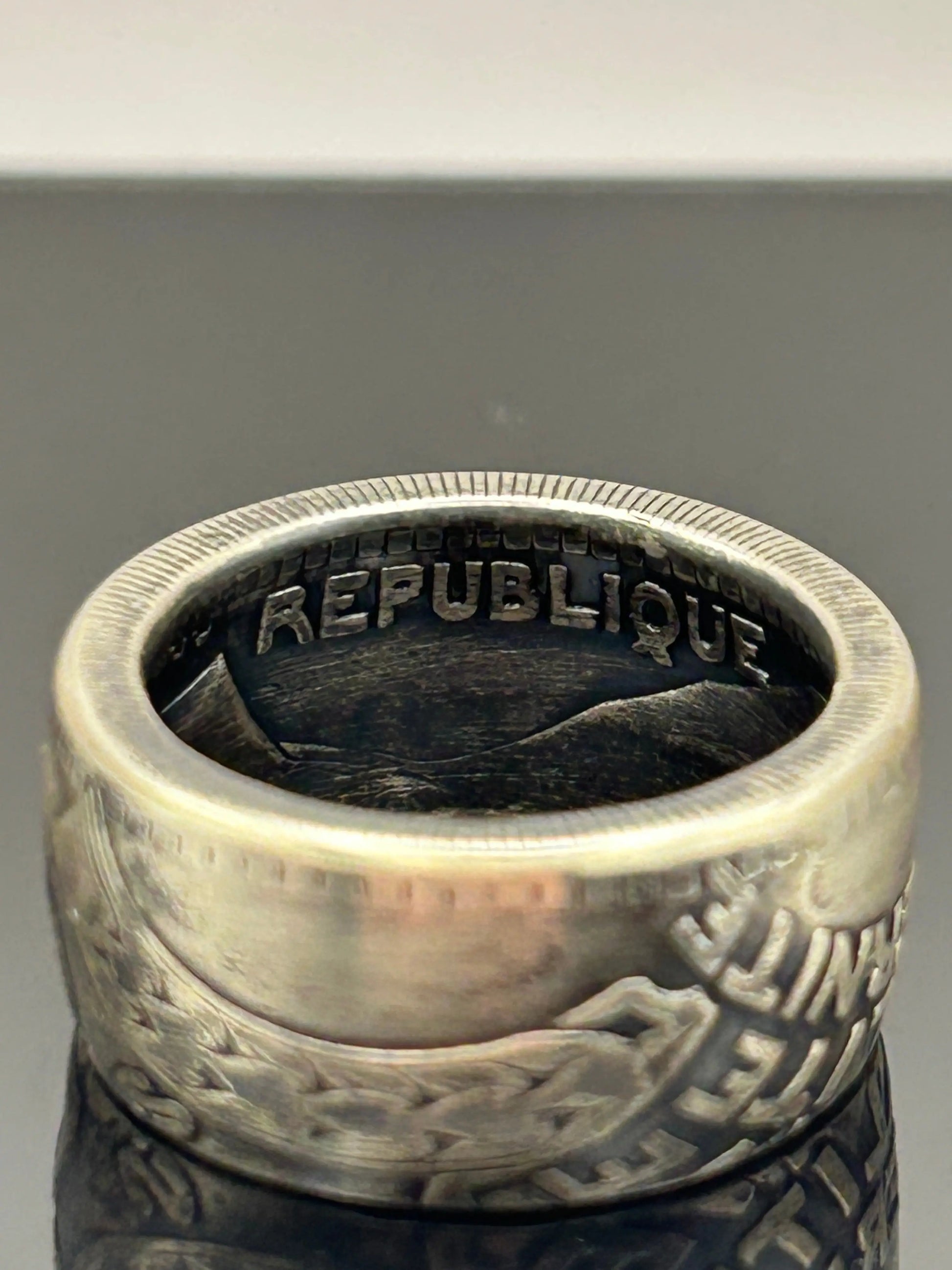 Bague pièce de monnaie 20 Francs Turin en argent massif Monnaia, bijou artisanal unique