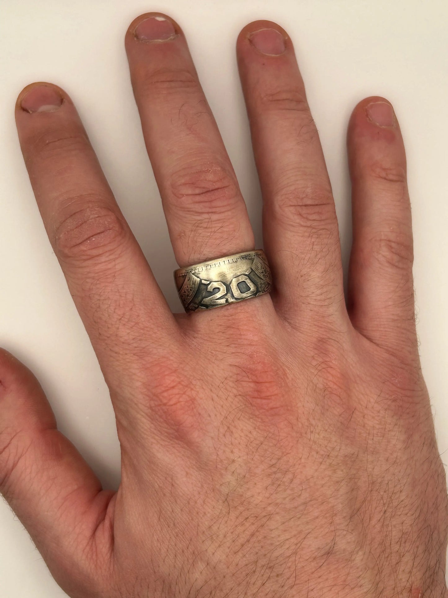 Bague pièce de monnaie 20 Francs Turin en argent massif Monnaia, bijou artisanal unique