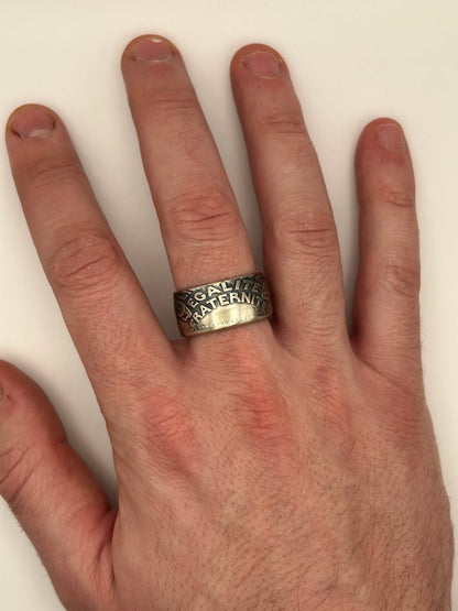 Bague pièce de monnaie 20 Francs Turin en argent massif Monnaia, bijou artisanal unique