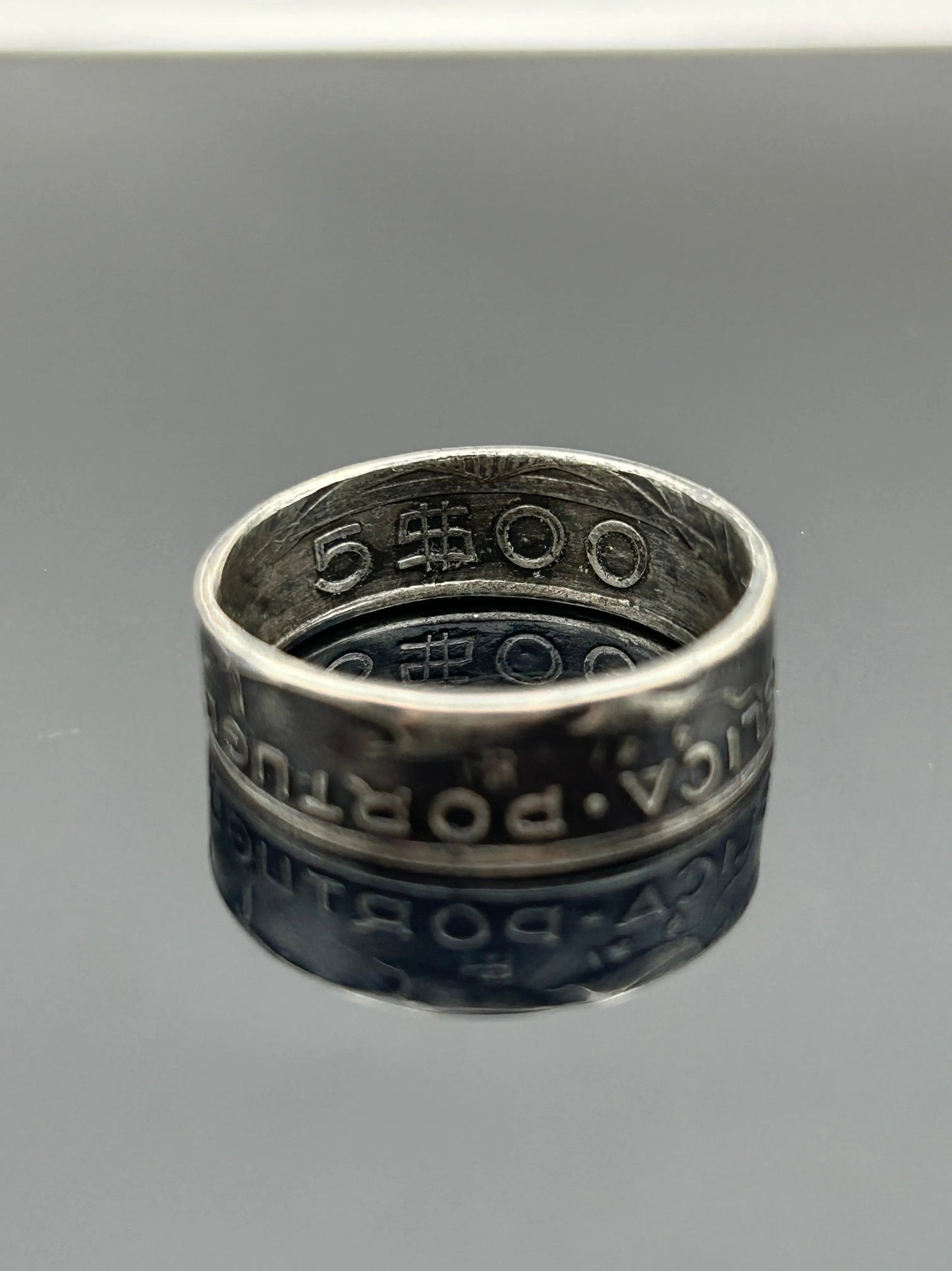 Bague pièce de monnaie 5 Escudos Portugais (alliage d’argent 650 %) MONNAIA