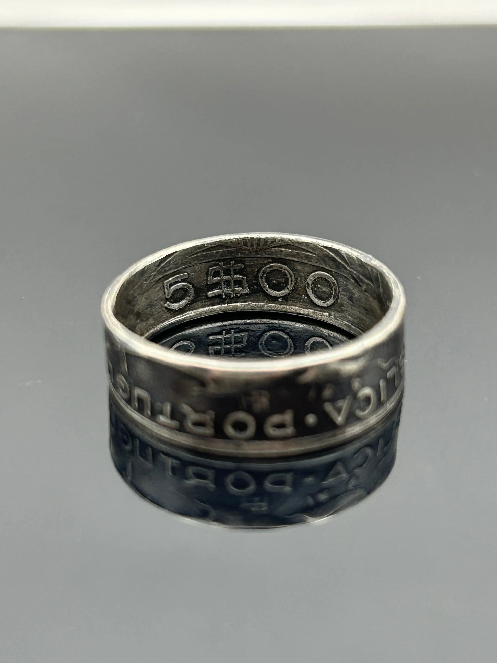 Bague pièce de monnaie 5 Escudos Portugais (alliage d’argent 650 %) MONNAIA