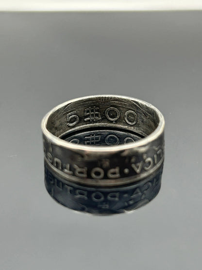 Bague pièce de monnaie 5 Escudos Portugais (alliage d’argent 650 %) MONNAIA