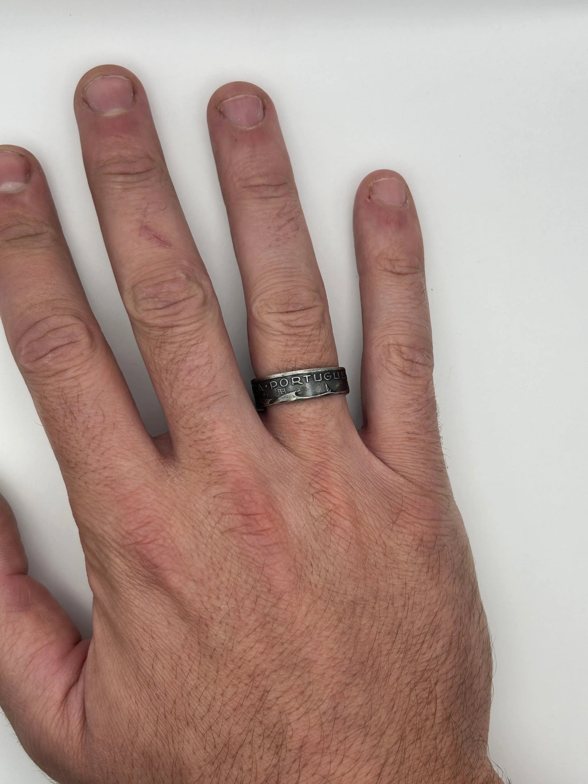 Bague pièce de monnaie 5 Escudos Portugais (alliage d’argent 650 %) MONNAIA