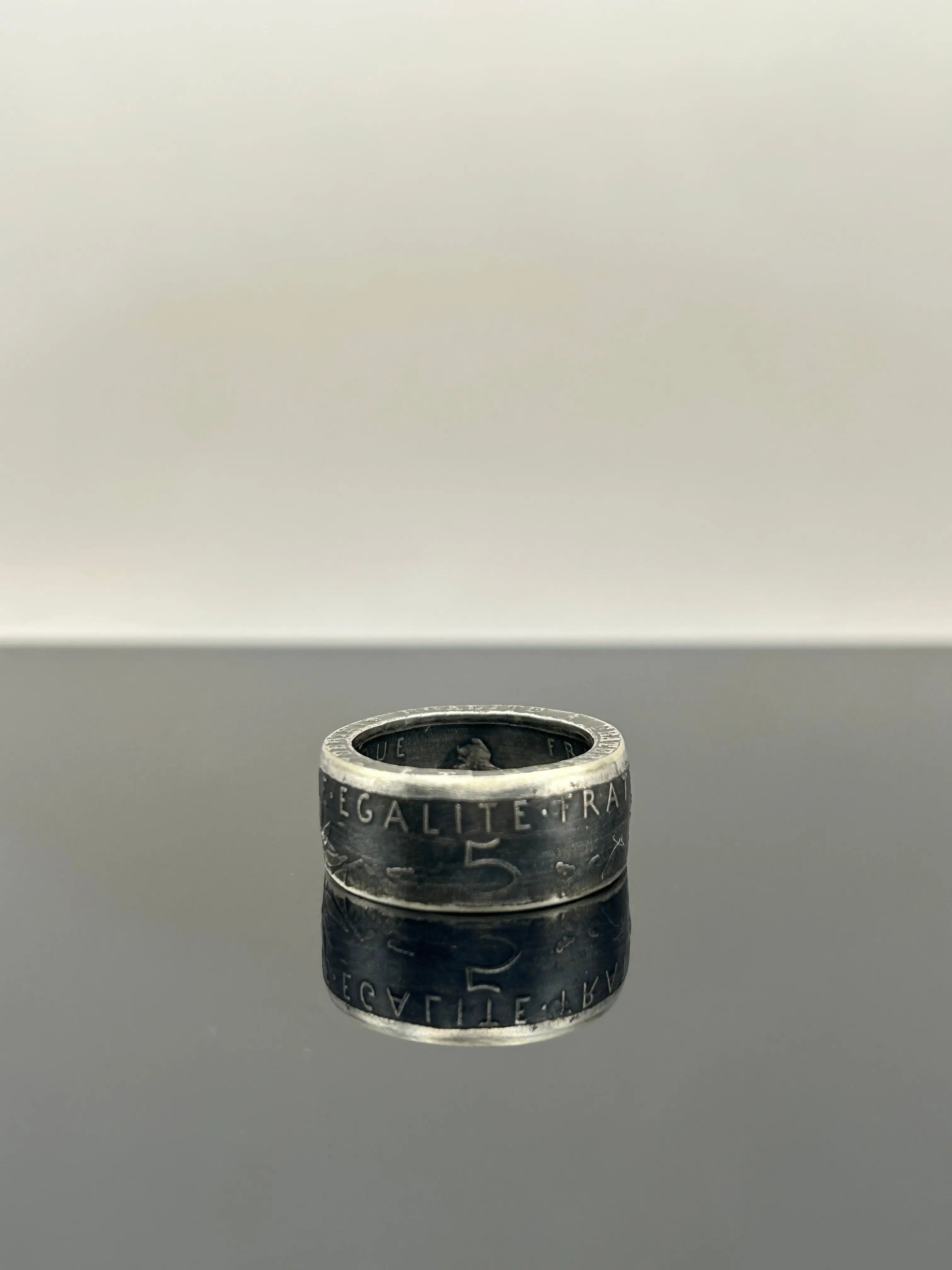 Bague Pièce 5 Francs Semeuse En Argent Avec Pendentif - Anneau Original Et Vintage