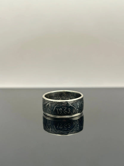 Bague pièce de monnaie 5 francs semeuse en argent massif Monnaia, bijou artisanal unique