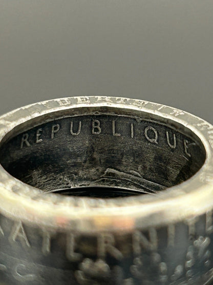 Bague pièce de monnaie 5 francs semeuse en argent massif Monnaia, bijou artisanal unique