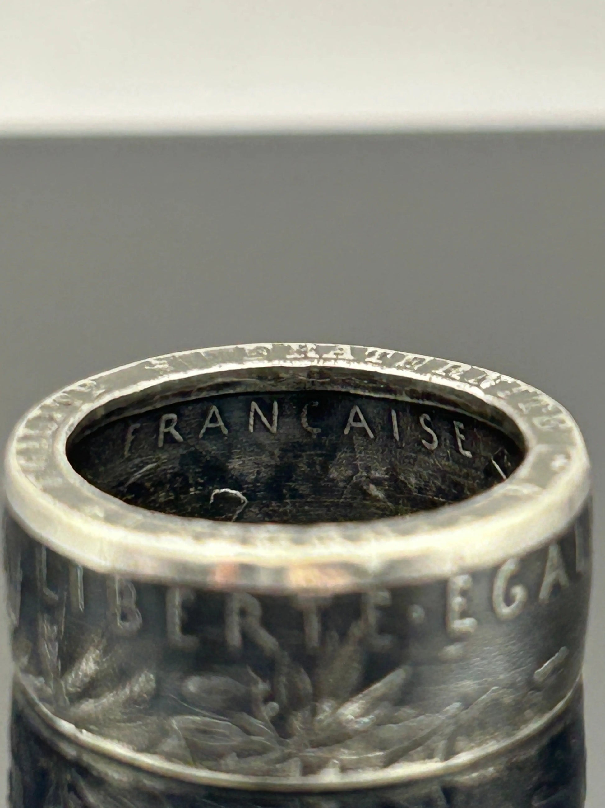 Bague pièce de monnaie 5 francs semeuse en argent massif Monnaia, bijou artisanal unique