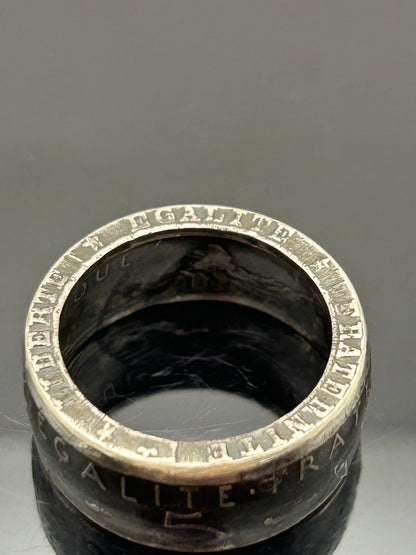 Bague pièce de monnaie 5 francs semeuse en argent massif Monnaia, bijou artisanal unique