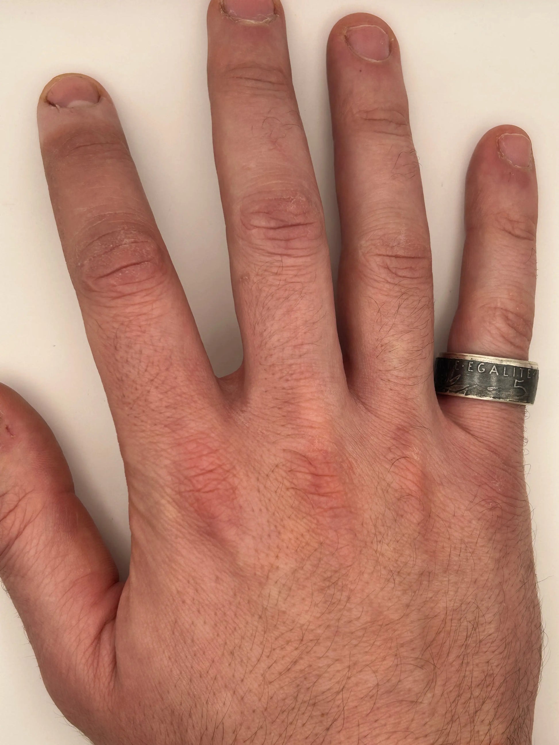 Bague pièce de monnaie 5 francs semeuse en argent massif Monnaia, bijou artisanal unique