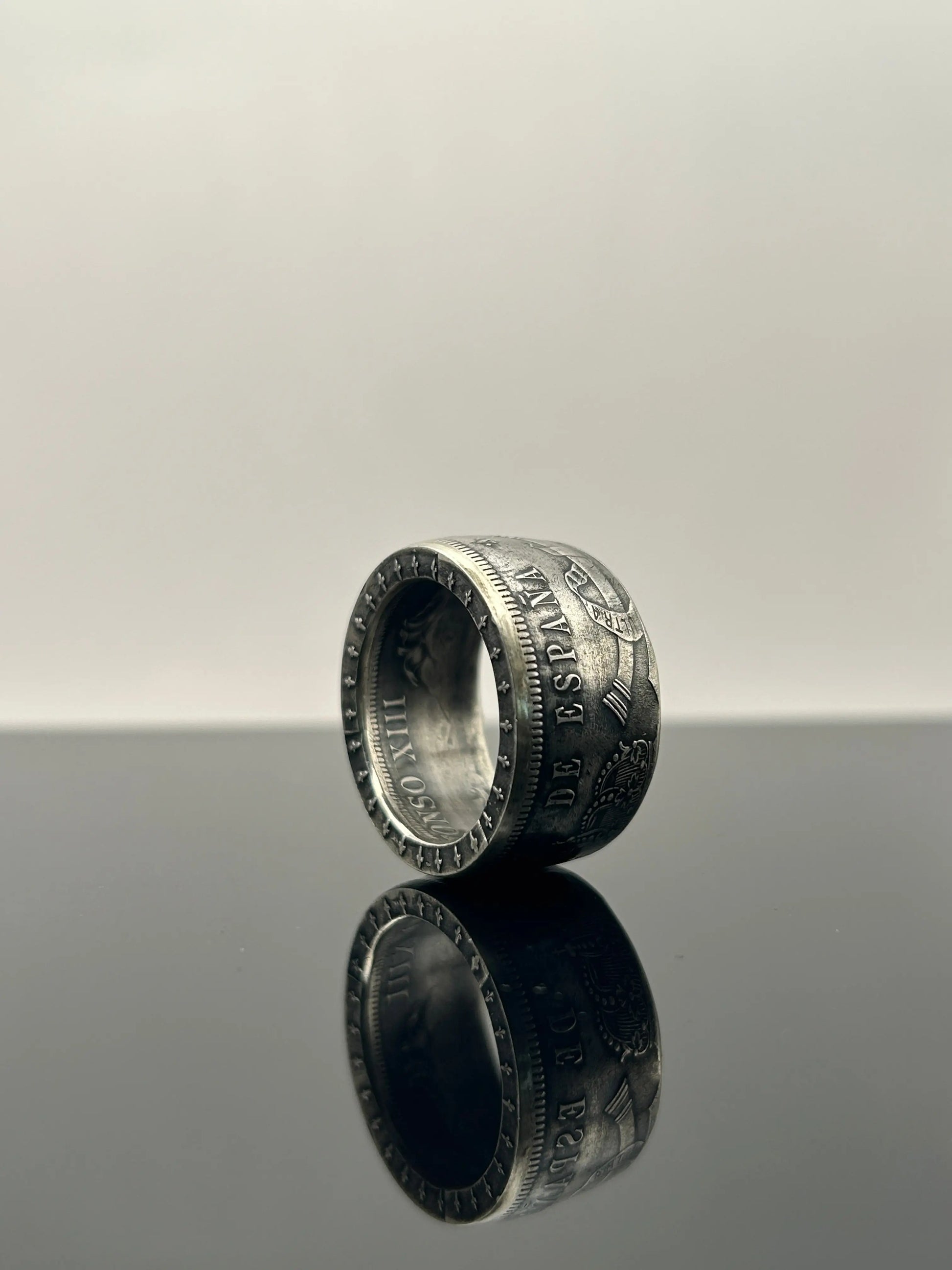 Bague pièce de monnaie 5 Pesetas en argent massif MONNAIA