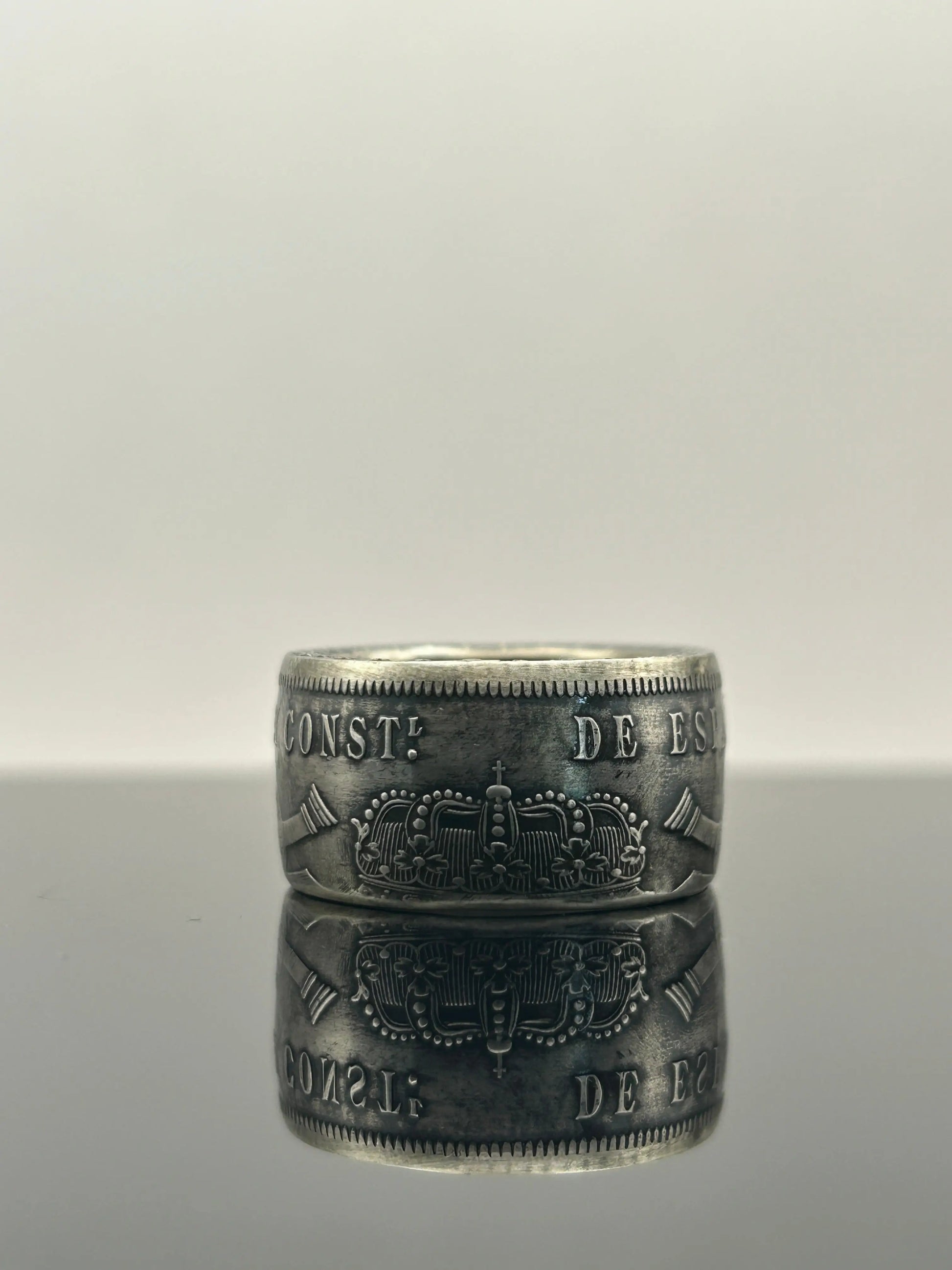 Bague pièce de monnaie 5 Pesetas en argent massif MONNAIA