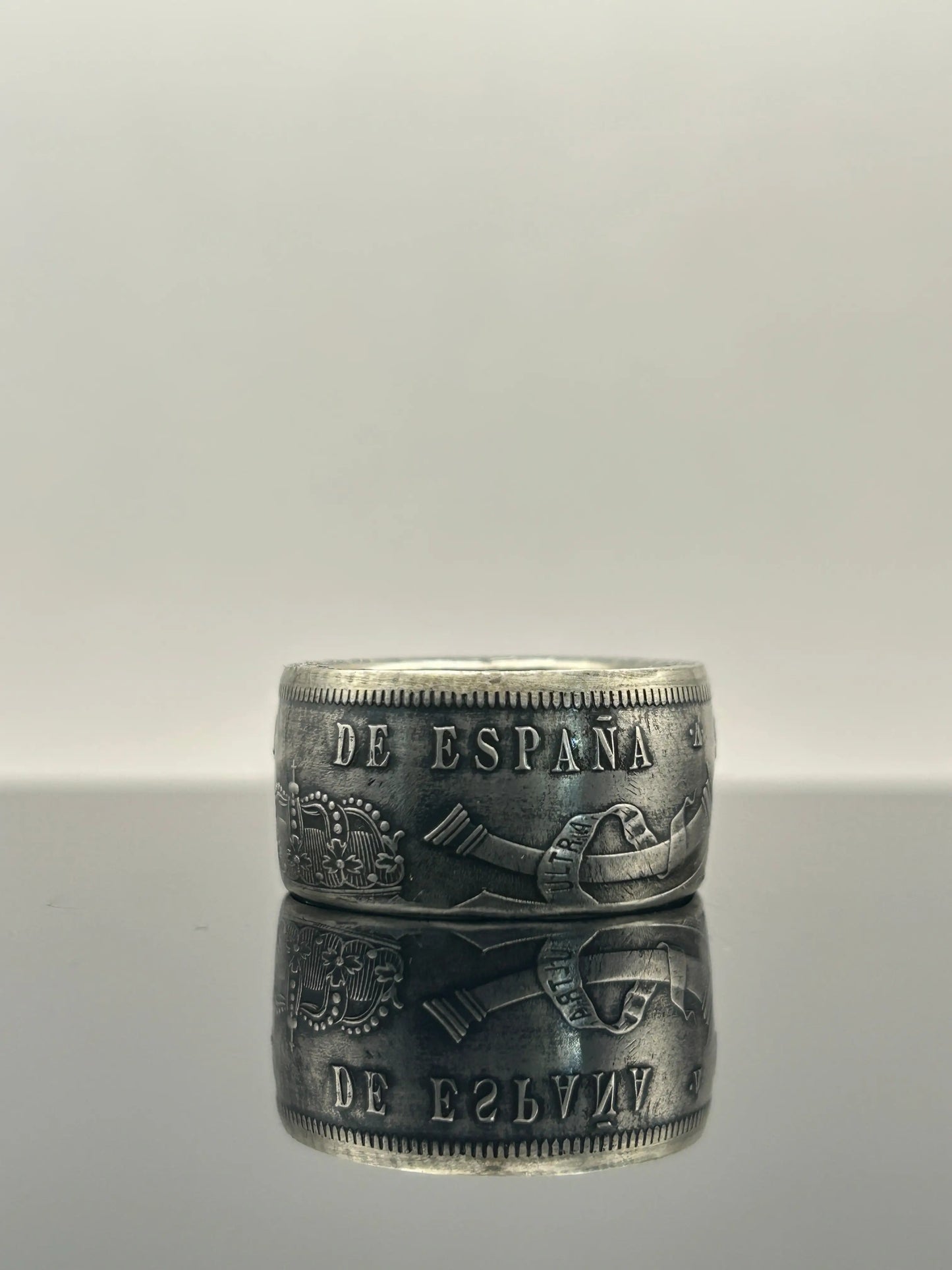 Bague pièce de monnaie 5 Pesetas en argent massif MONNAIA