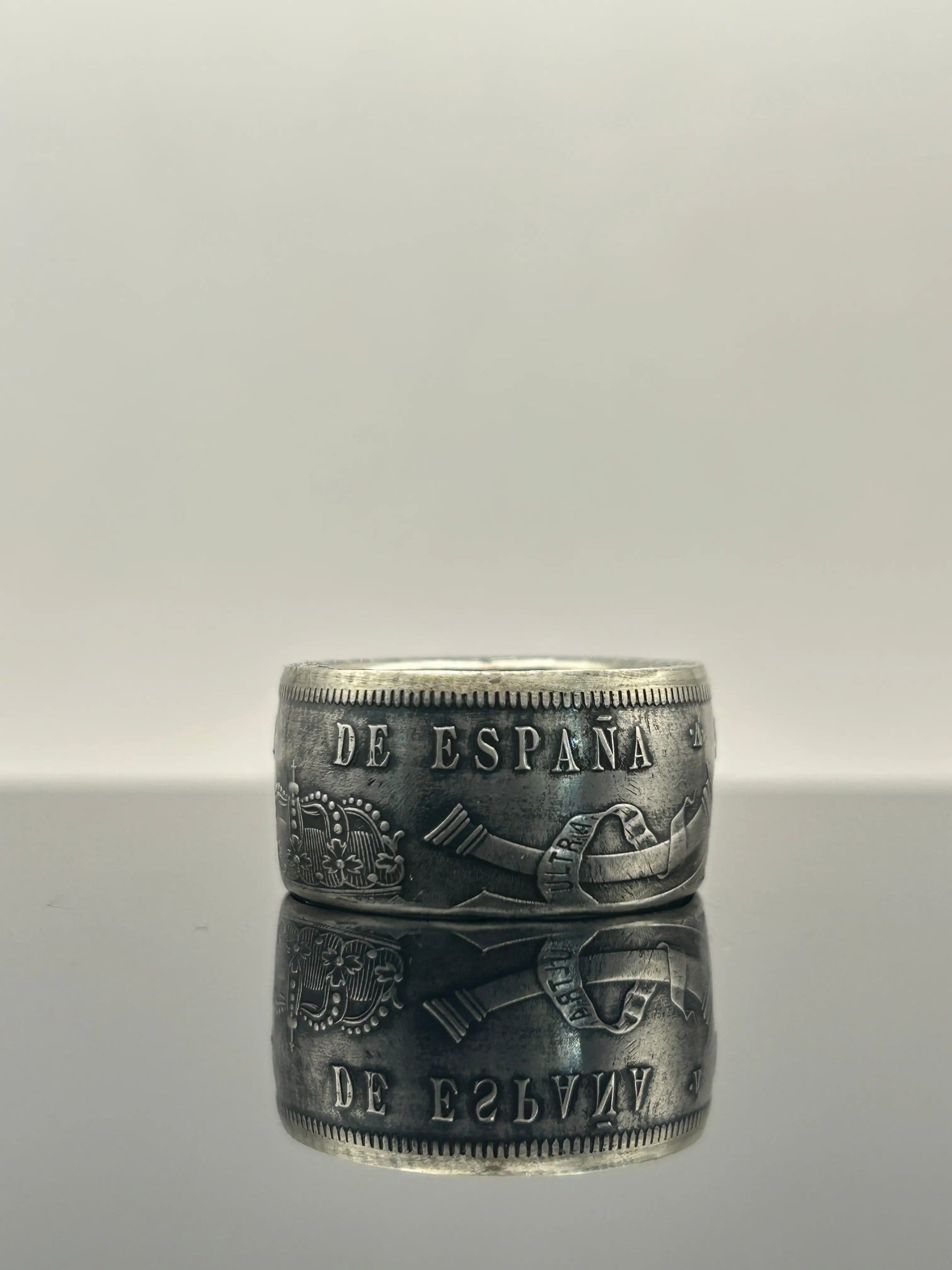 Bague pièce de monnaie 5 Pesetas en argent massif MONNAIA