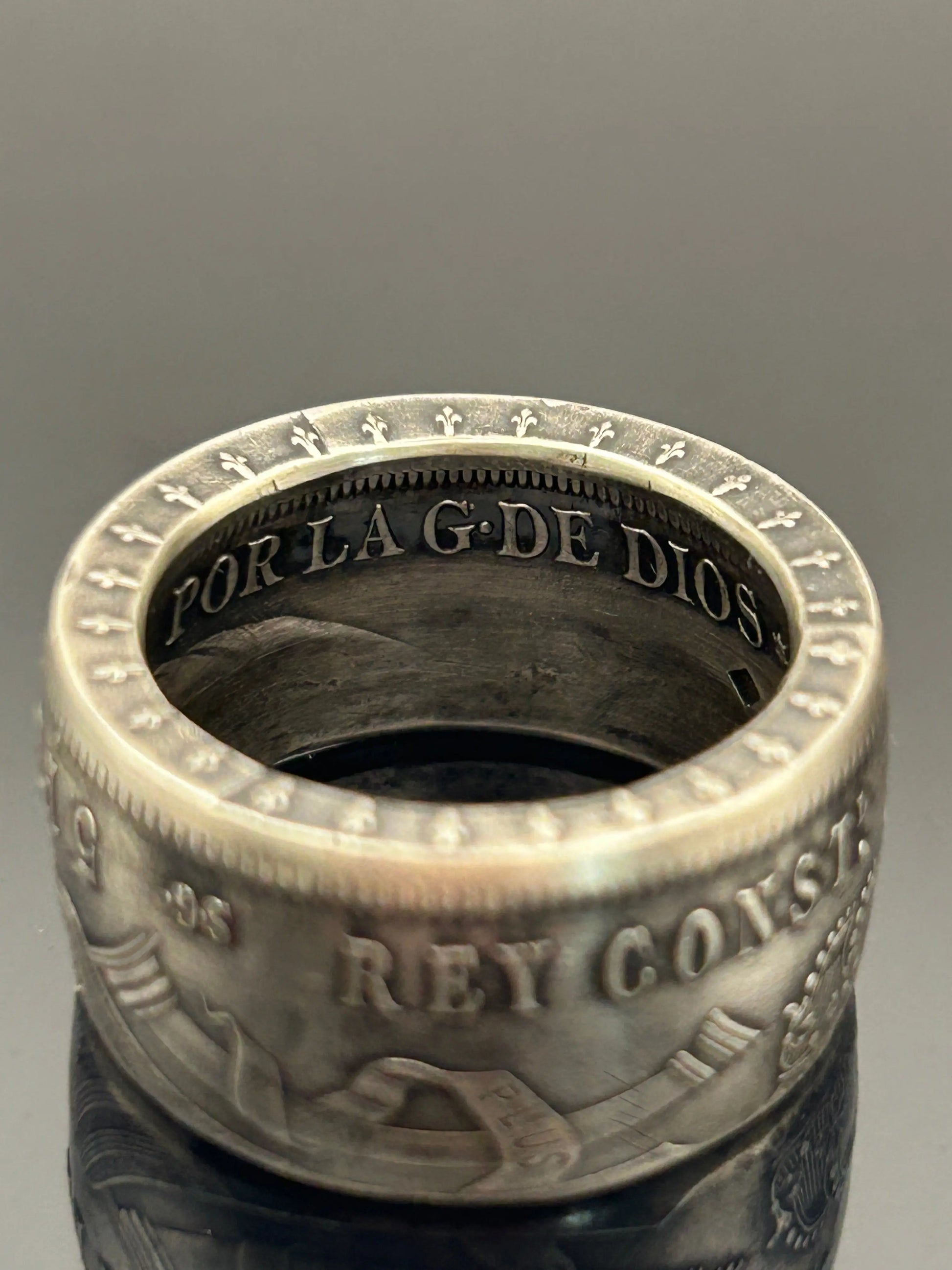 Bague pièce de monnaie 5 Pesetas en argent massif MONNAIA