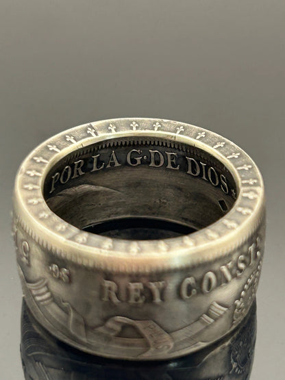 Bague pièce de monnaie 5 Pesetas en argent massif MONNAIA