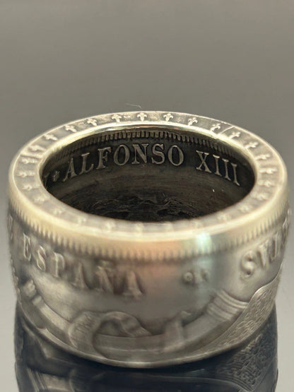 Bague pièce de monnaie 5 Pesetas en argent massif MONNAIA