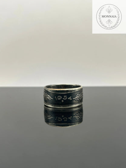 Bague pièce de monnaie 5 francs Suisse en argent massif Monnaia, bijou artisanal unique