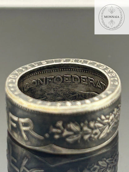 Bague pièce de monnaie 5 francs Suisse en argent massif Monnaia, bijou artisanal unique