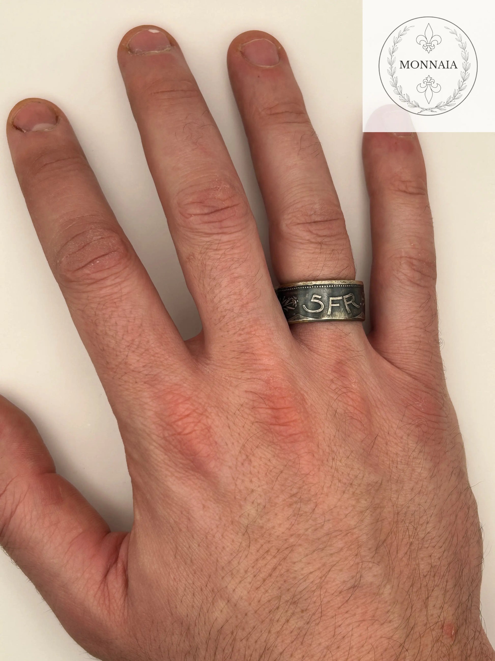 Bague pièce de monnaie 5 francs Suisse en argent massif Monnaia, bijou artisanal unique