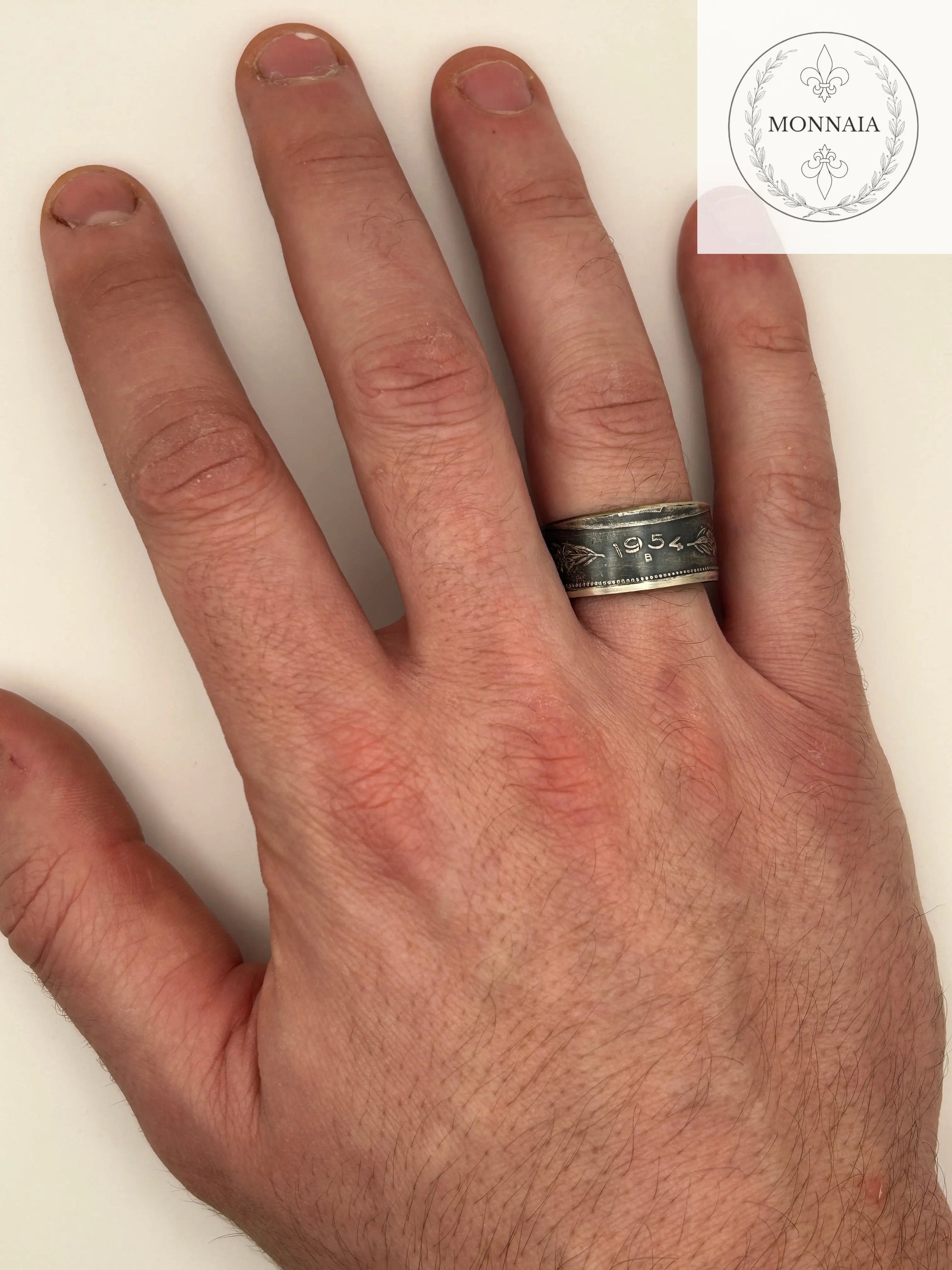 Bague pièce de monnaie 5 francs Suisse en argent massif Monnaia, bijou artisanal unique