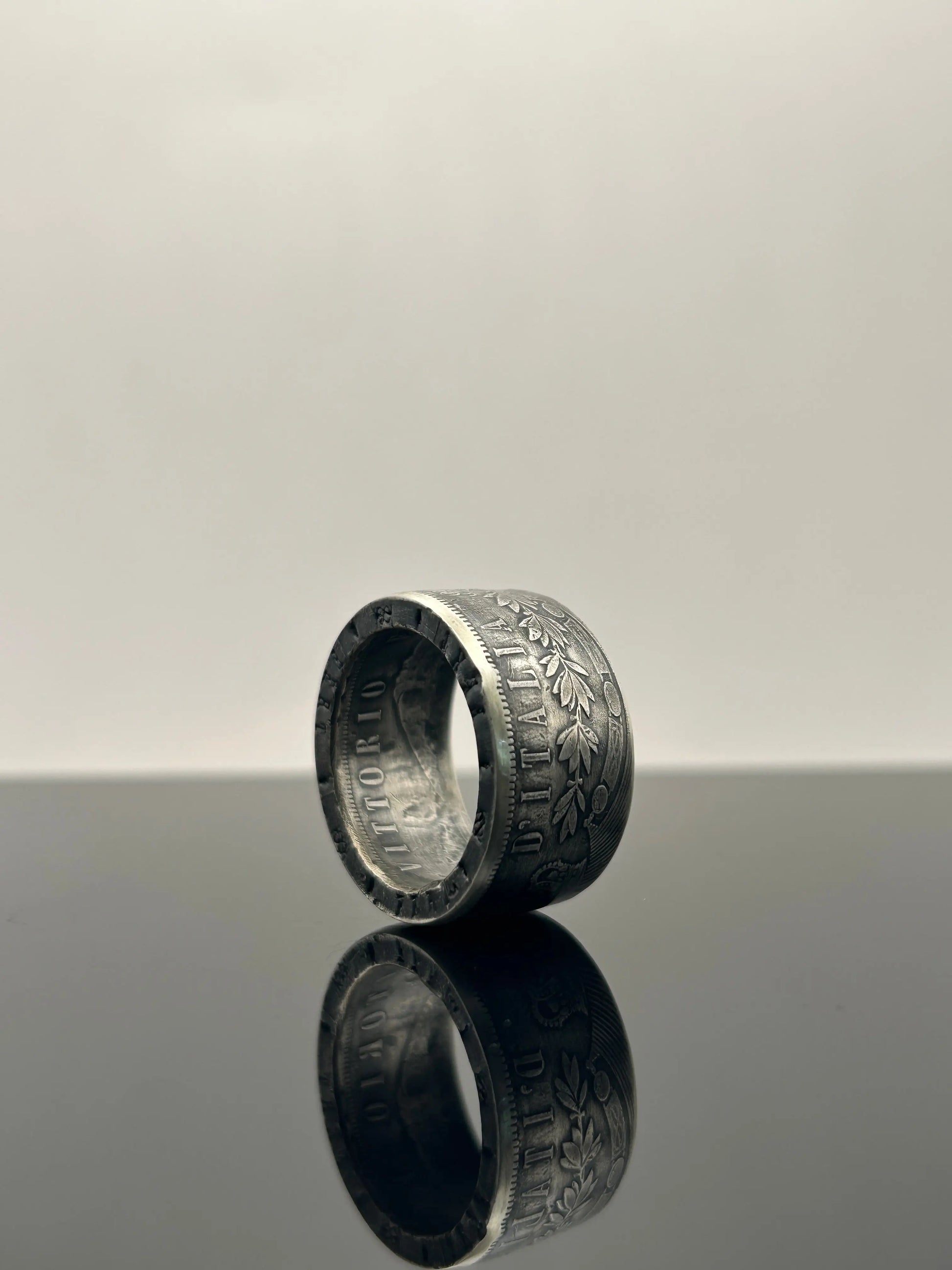 Bague pièce de monnaie 5 lires Victor-Emmanuel II en argent massif MONNAIA