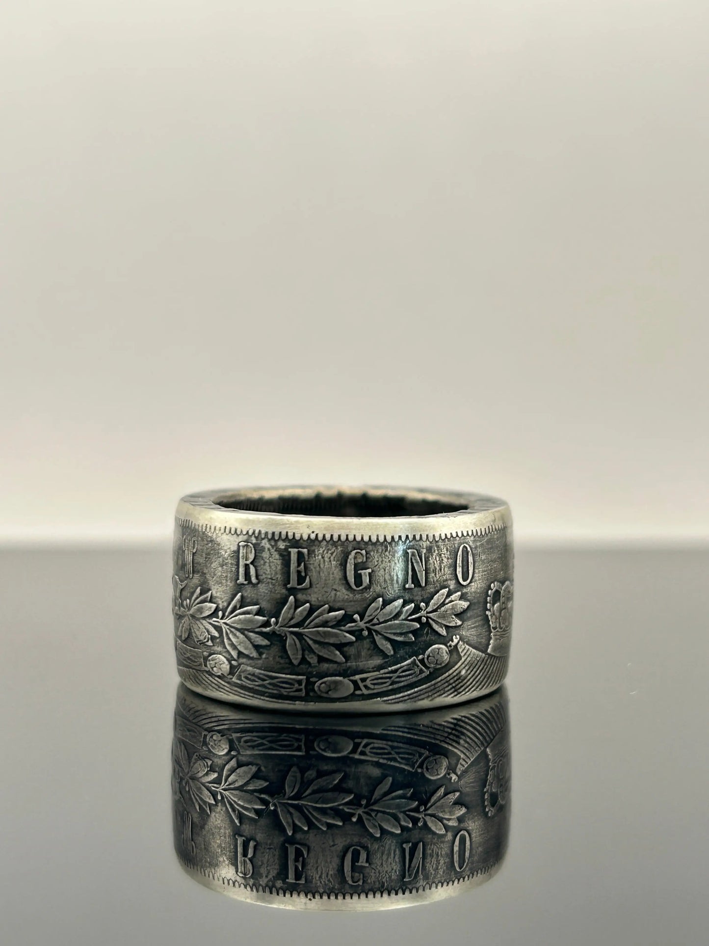 Bague pièce de monnaie 5 lires Victor-Emmanuel II en argent massif MONNAIA