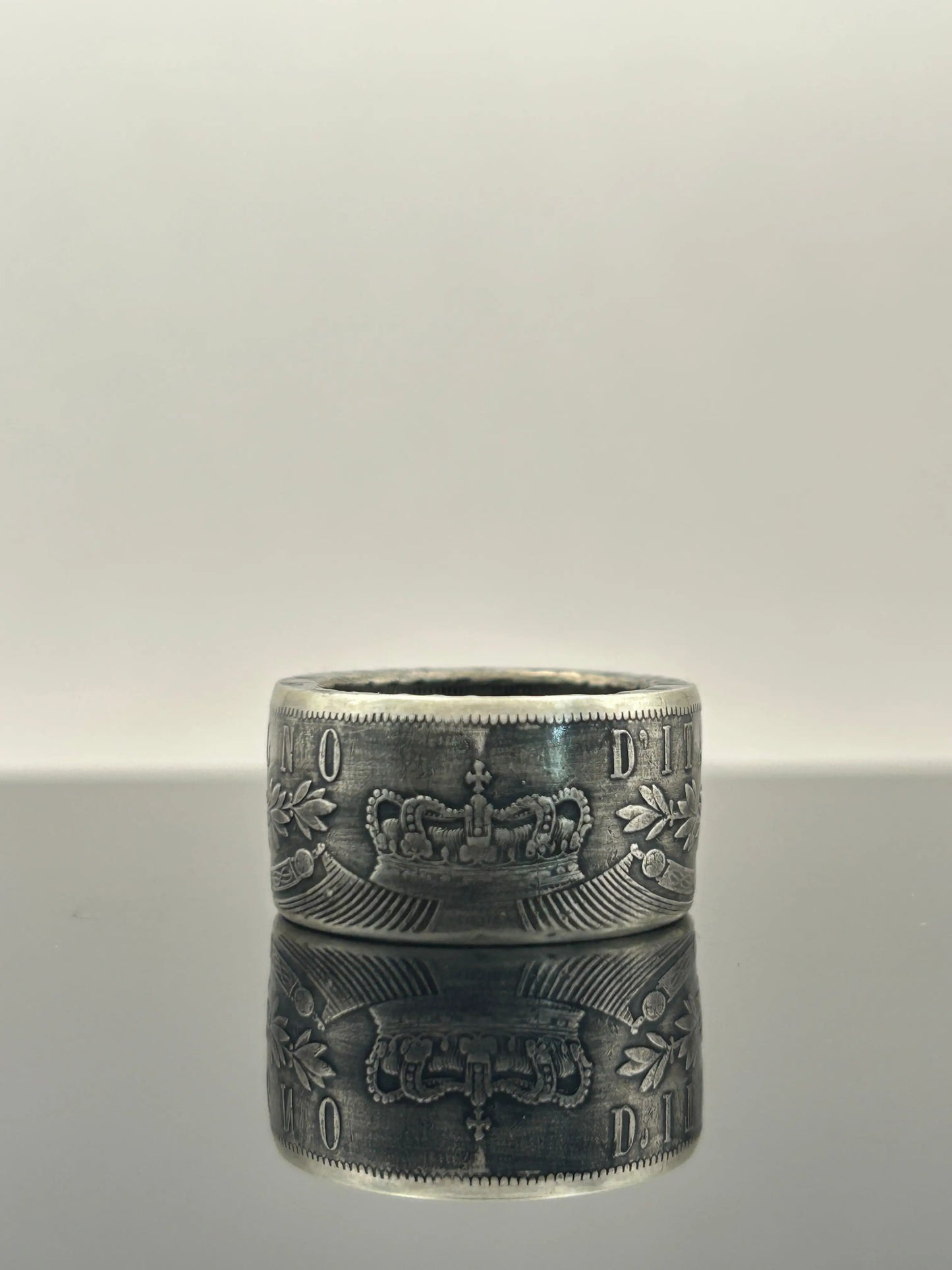 Bague pièce de monnaie 5 lires Victor-Emmanuel II en argent massif MONNAIA