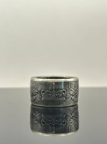 Bague pièce de monnaie 5 lires Victor-Emmanuel II en argent massif MONNAIA