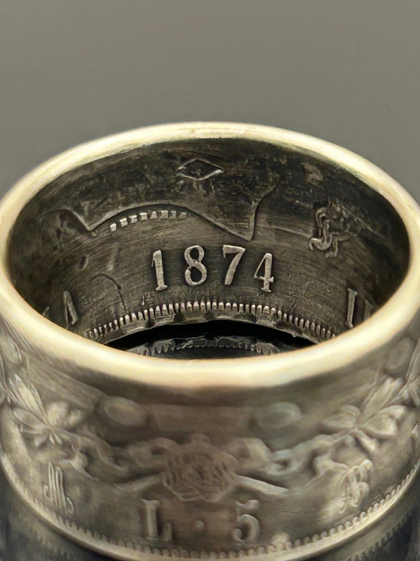 Bague pièce de monnaie 5 lires Victor-Emmanuel II en argent massif MONNAIA