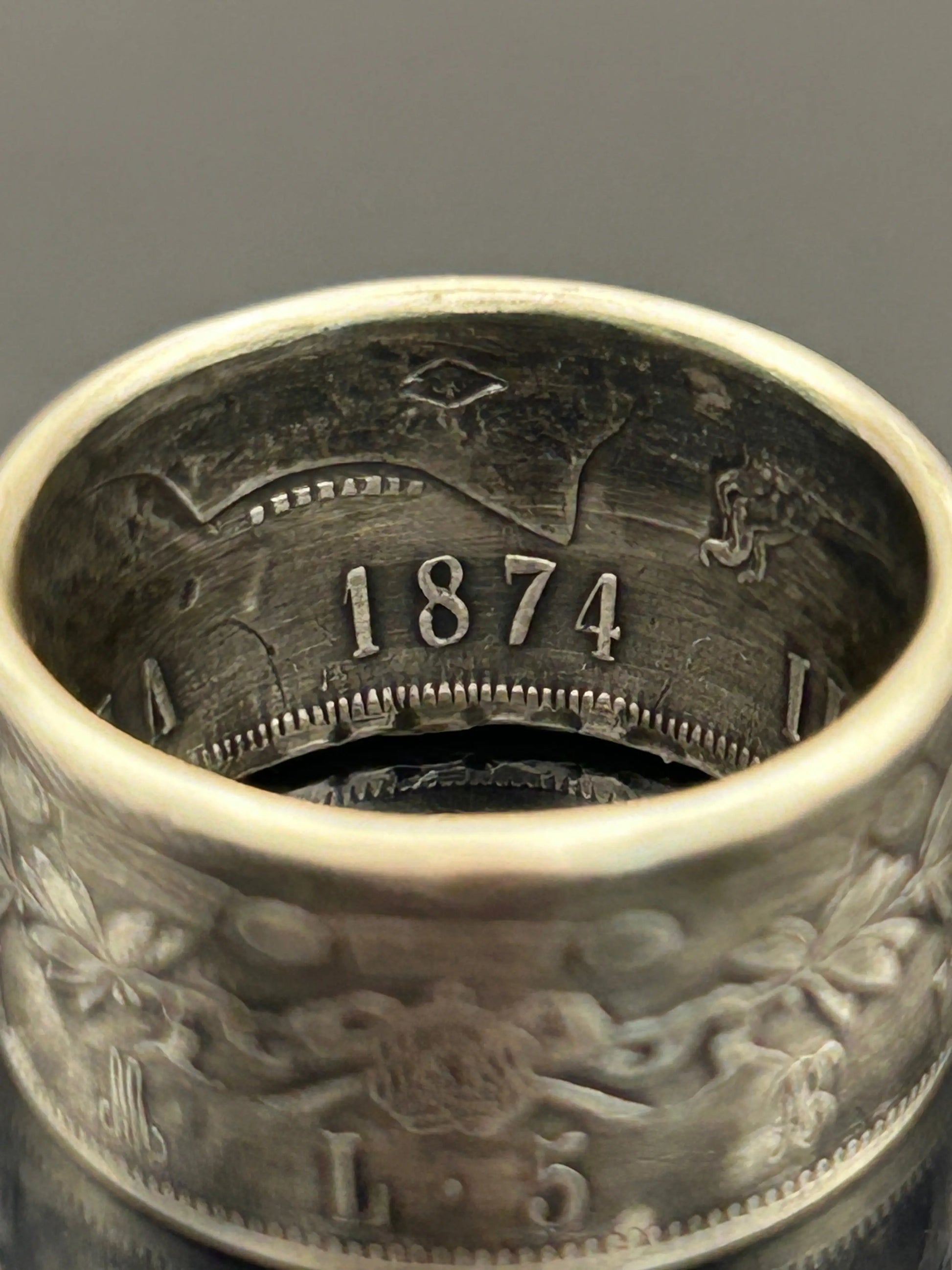 Bague pièce de monnaie 5 lires Victor-Emmanuel II en argent massif MONNAIA