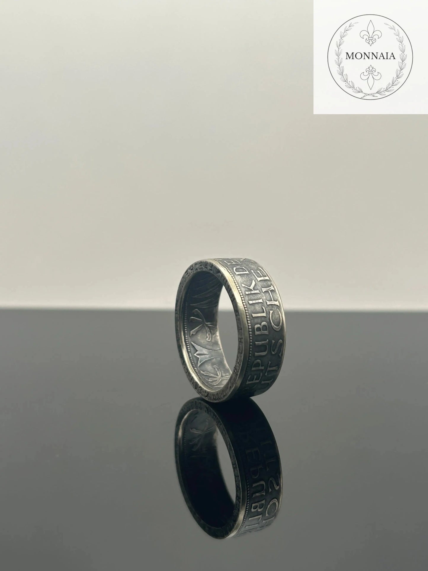 Bague pièce de monnaie 5 deutsche mark en argent massif MONNAIA