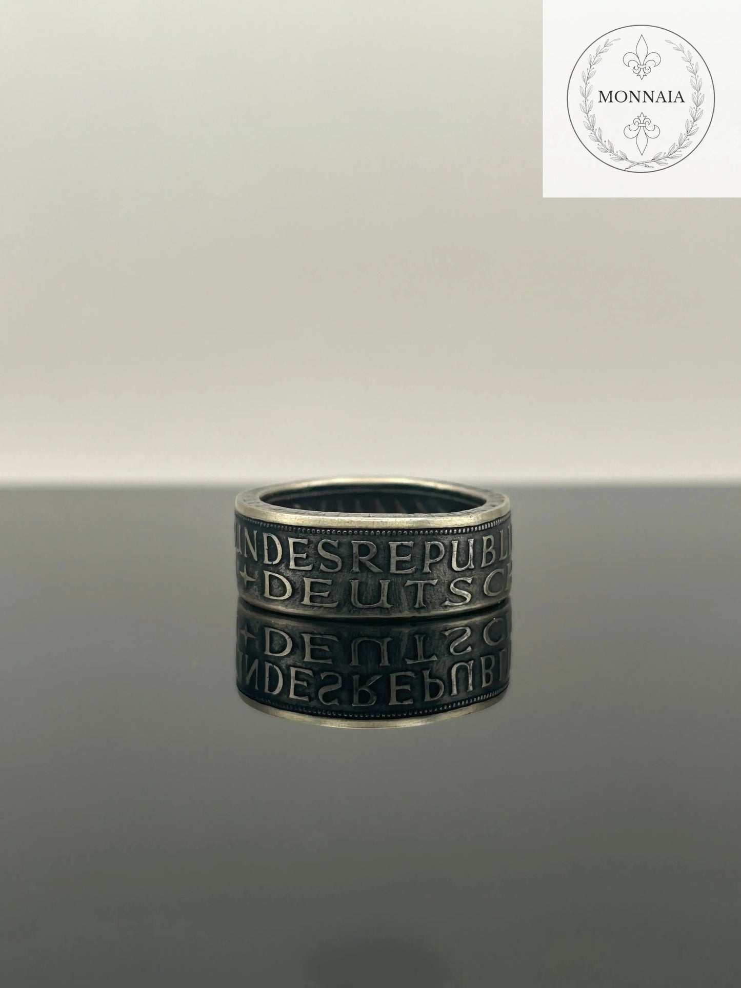 Bague pièce de monnaie 5 deutsche mark en argent massif MONNAIA
