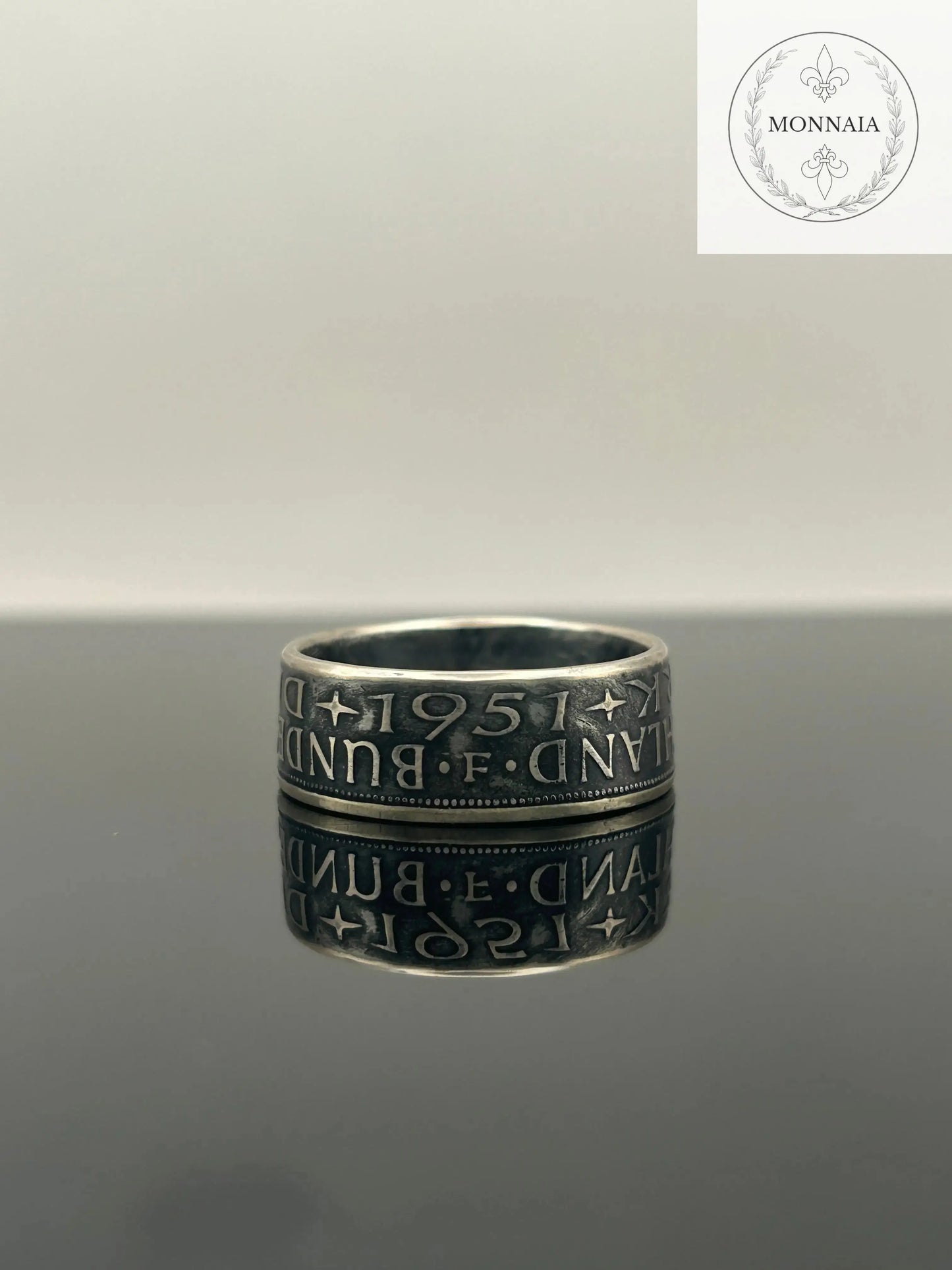 Bague pièce de monnaie 5 deutsche mark en argent massif MONNAIA