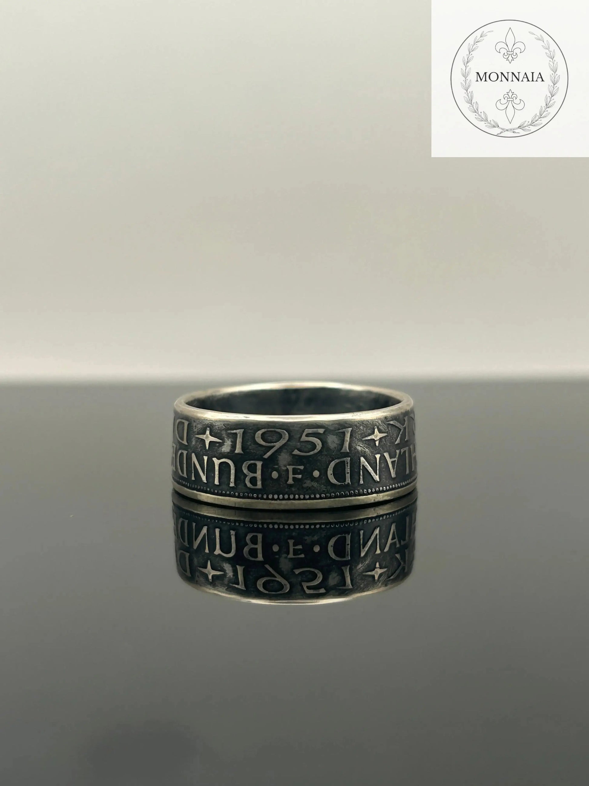 Bague pièce de monnaie 5 deutsche mark en argent massif MONNAIA