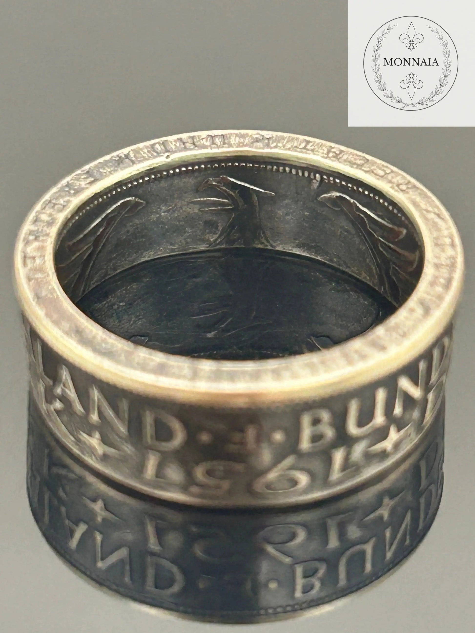 Bague pièce de monnaie 5 deutsche mark en argent massif MONNAIA