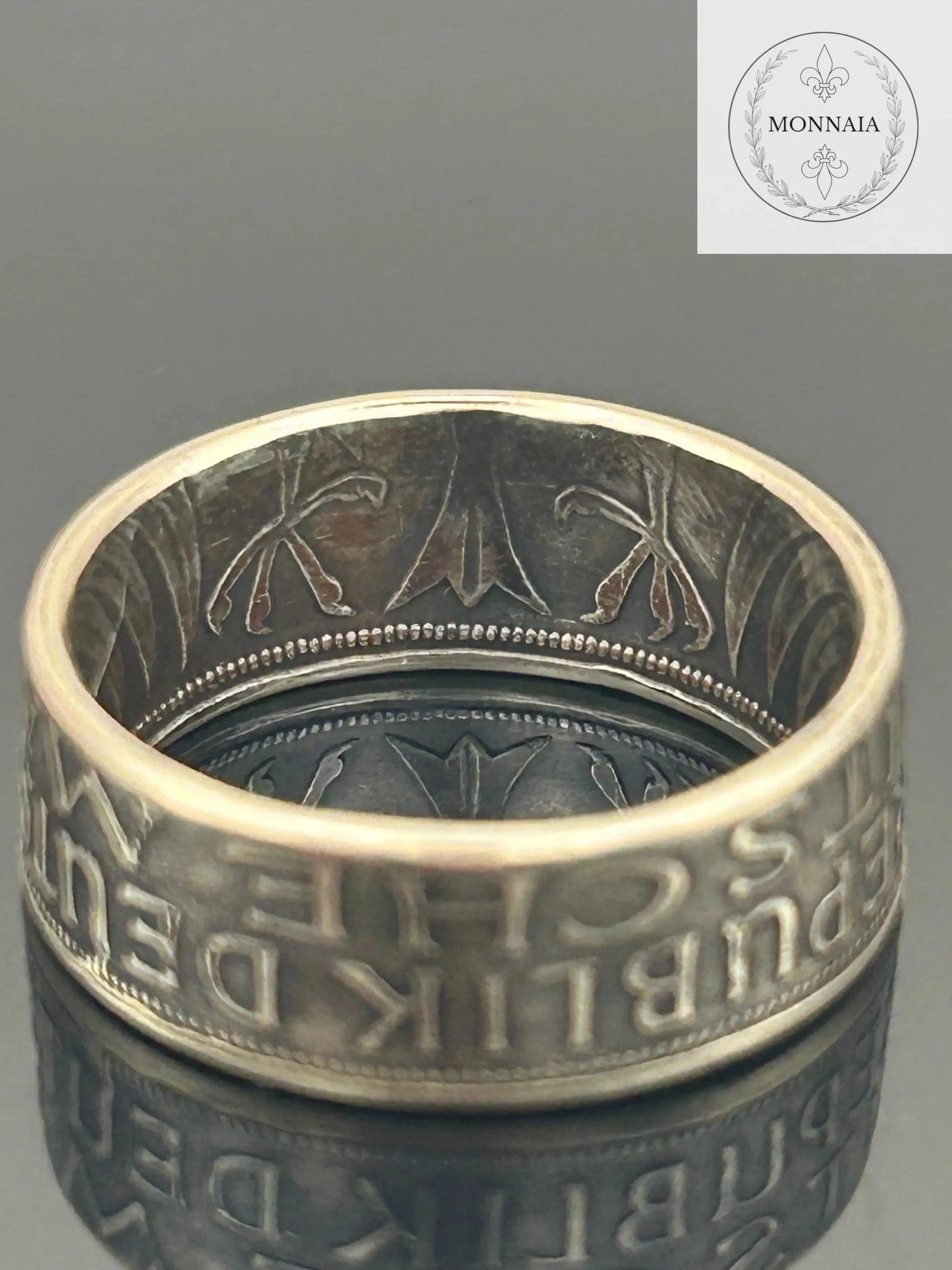 Bague pièce de monnaie 5 deutsche mark en argent massif MONNAIA