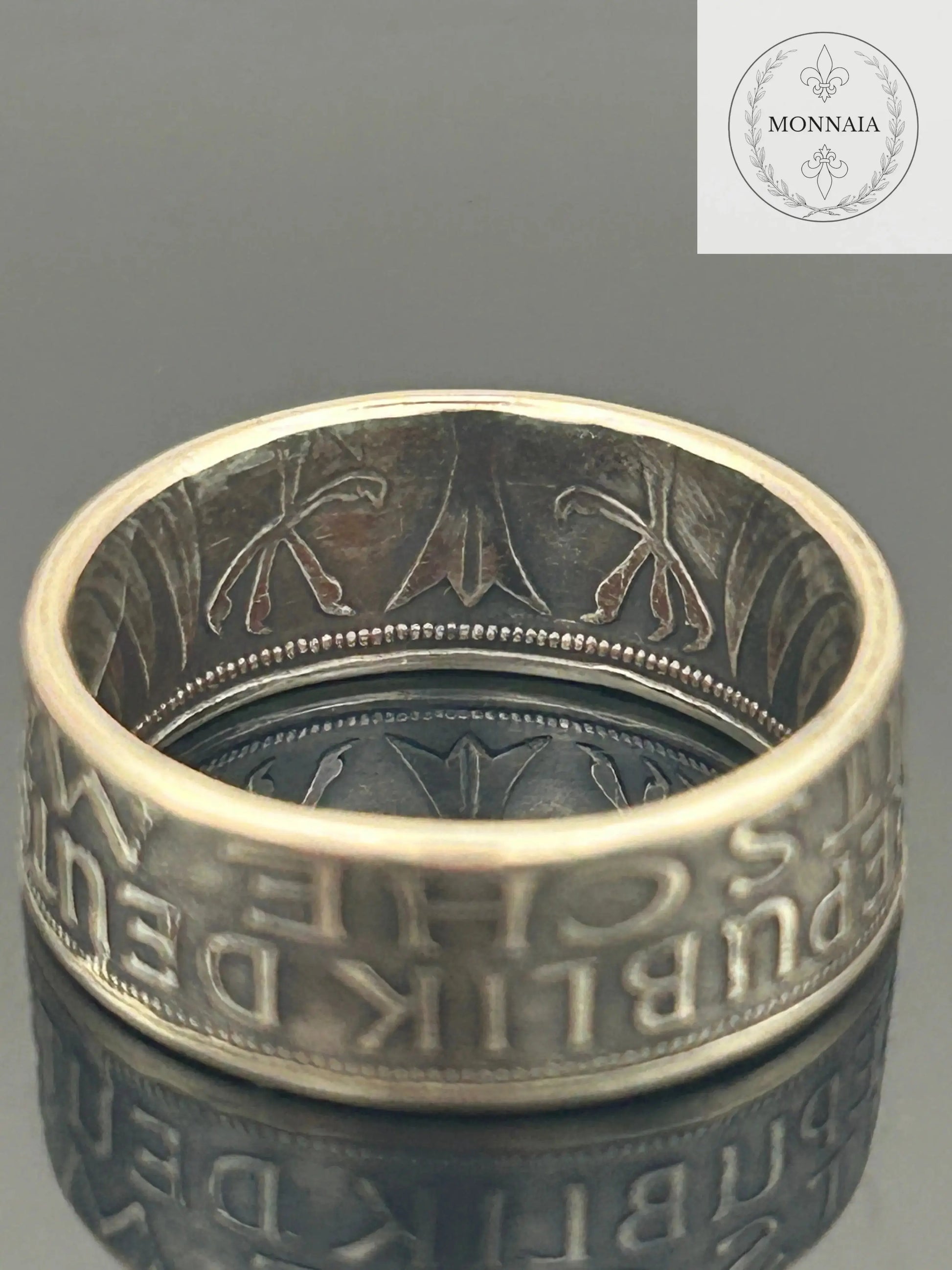 Bague pièce de monnaie 5 deutsche mark en argent massif MONNAIA