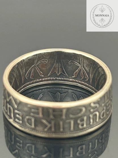 Bague pièce de monnaie 5 deutsche mark en argent massif MONNAIA