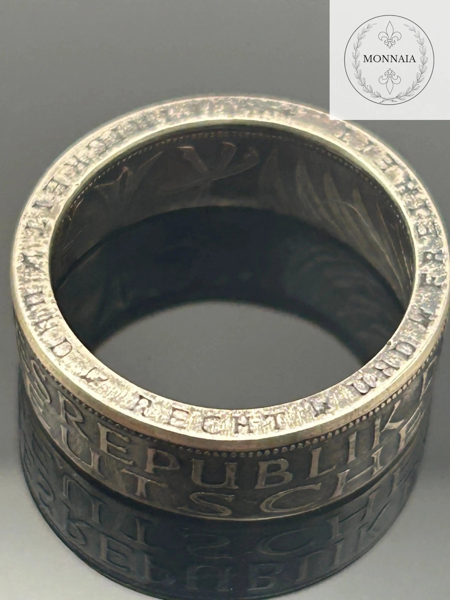 Bague pièce de monnaie 5 deutsche mark en argent massif MONNAIA