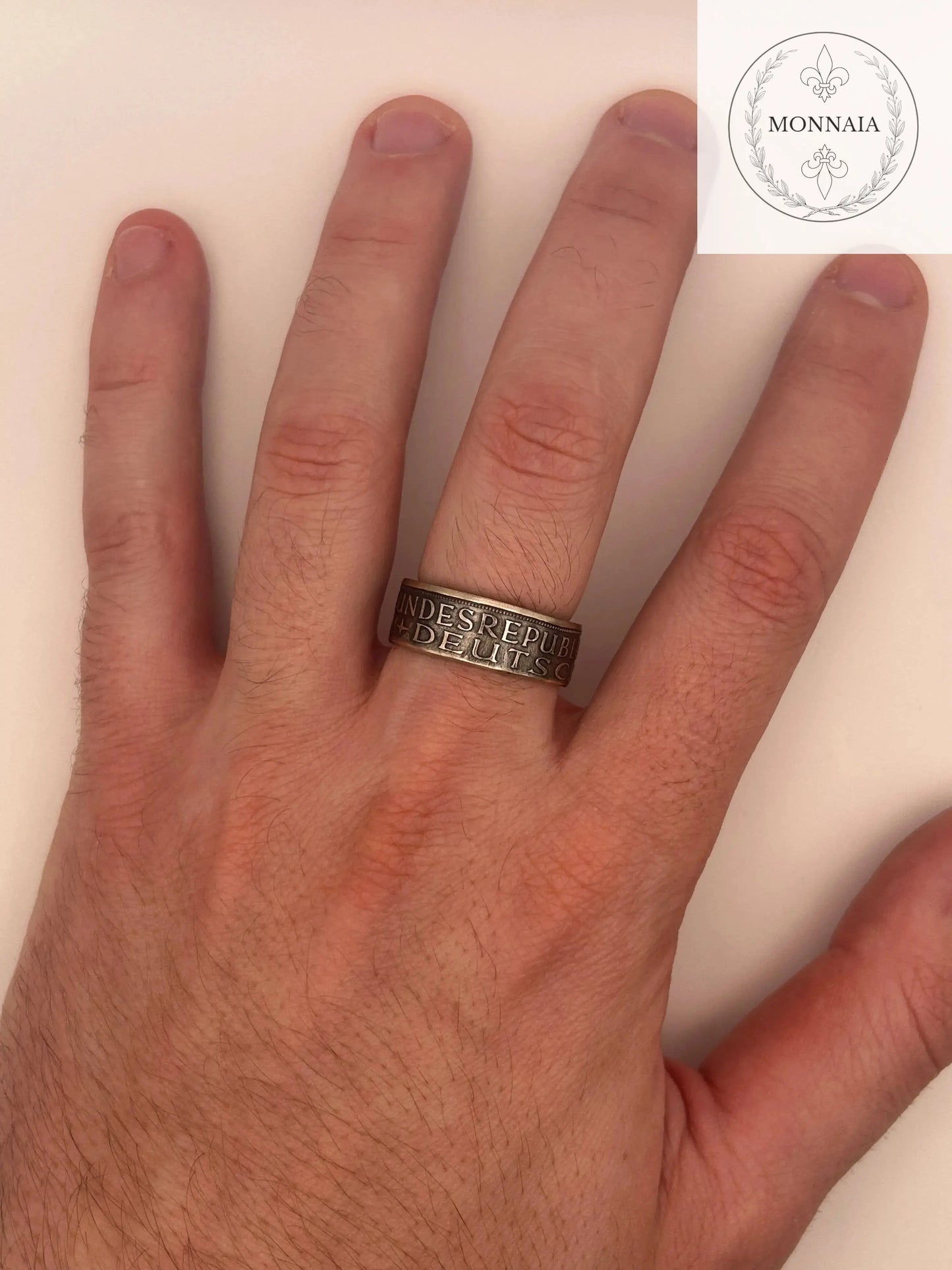 Bague pièce de monnaie 5 deutsche mark en argent massif MONNAIA