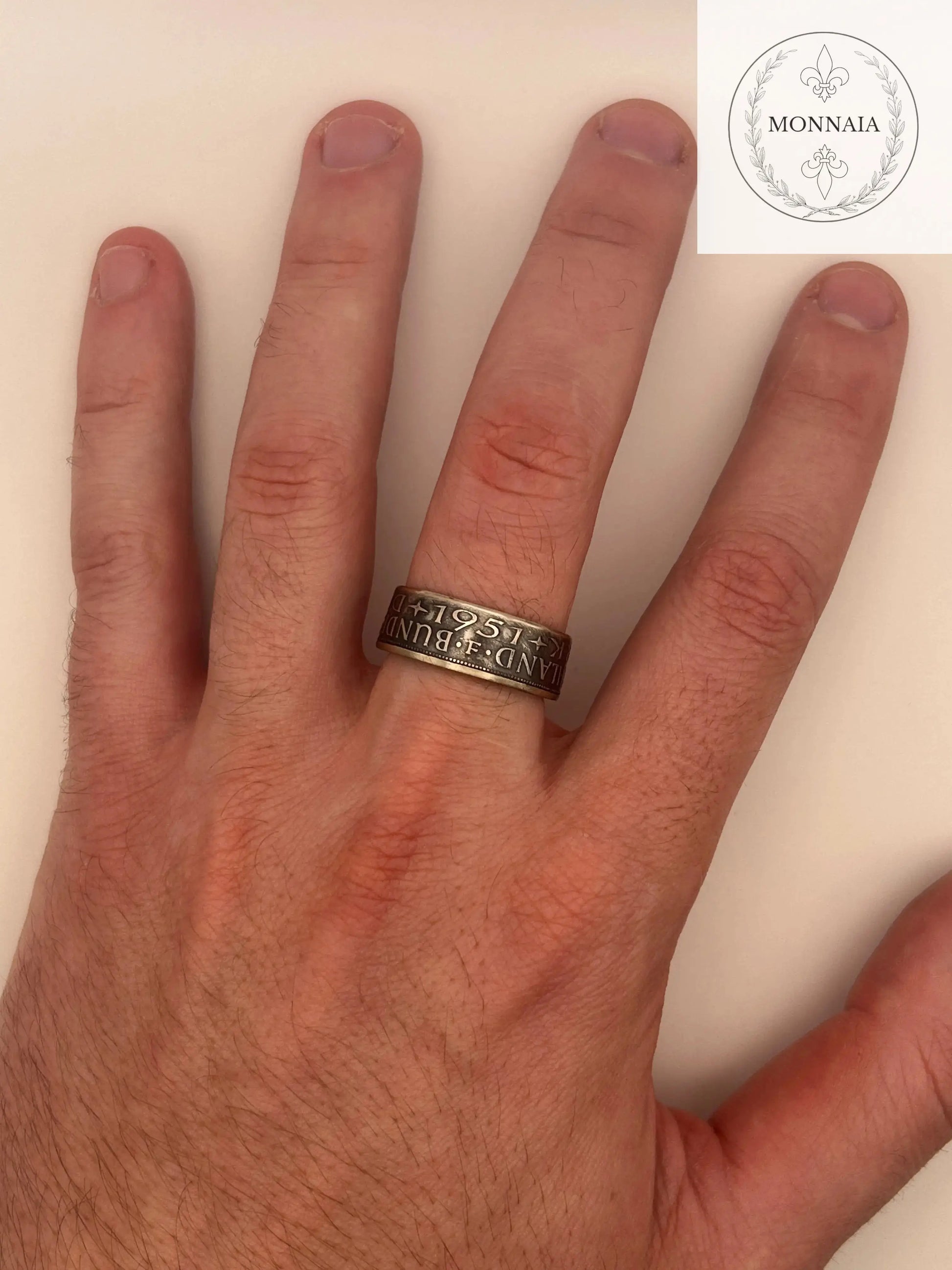 Bague pièce de monnaie 5 deutsche mark en argent massif MONNAIA