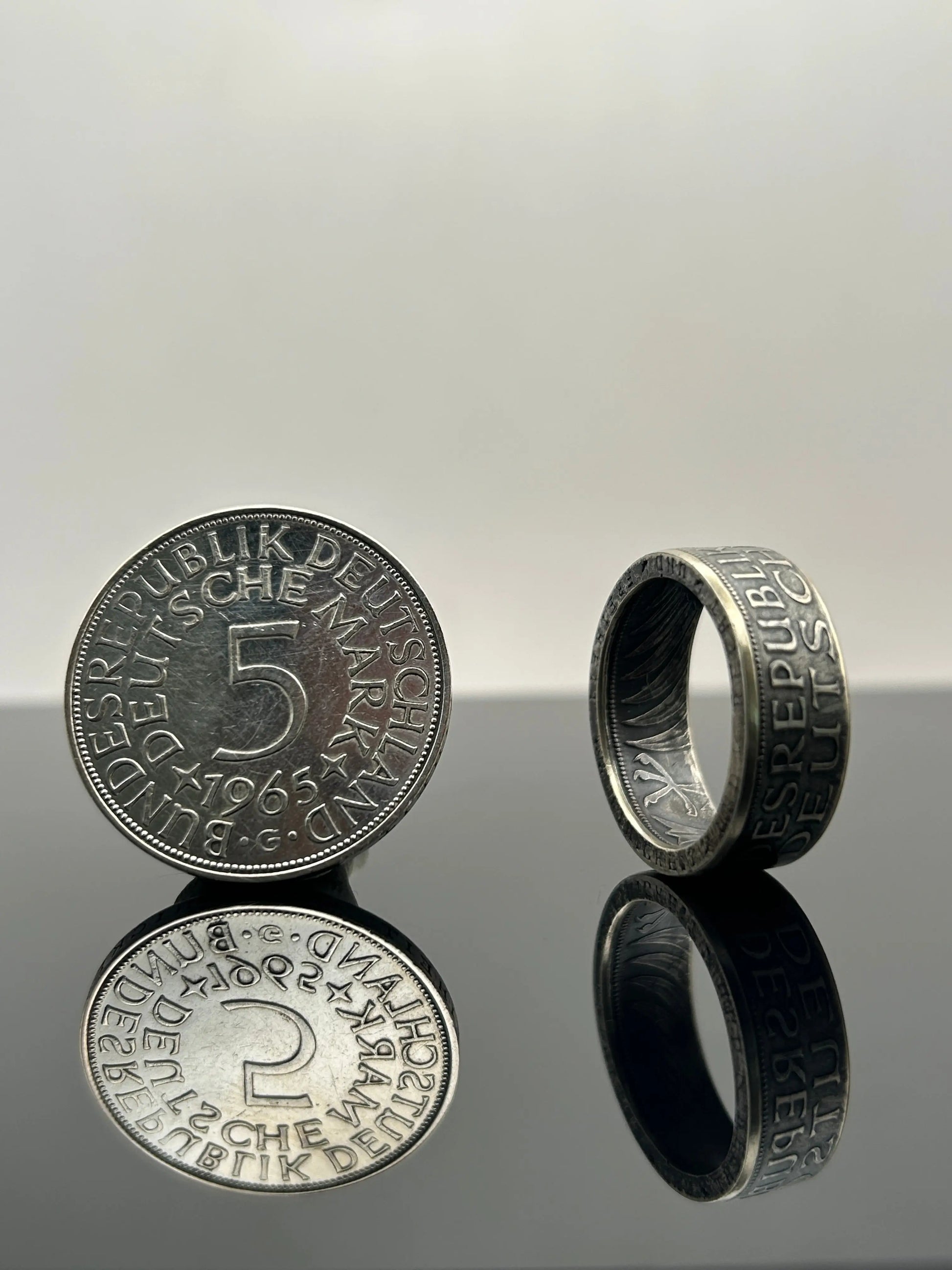 Bague pièce de monnaie 5 marks en argent massif MONNAIA