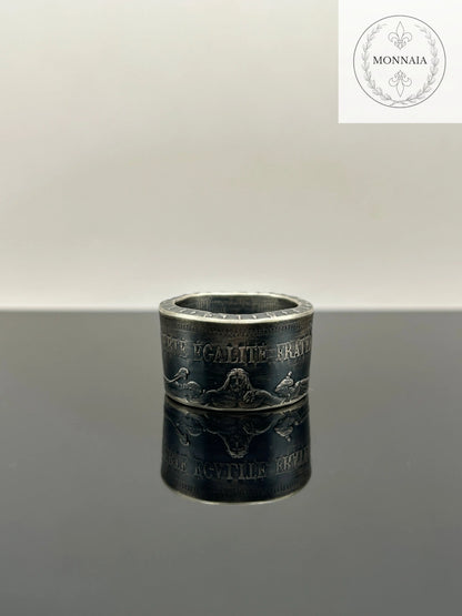 Bague pièce de monnaie 50 francs Hercule en argent massif Monnaia, bijou artisanal unique