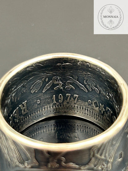 Bague pièce de monnaie 50 francs Hercule en argent massif Monnaia, bijou artisanal unique