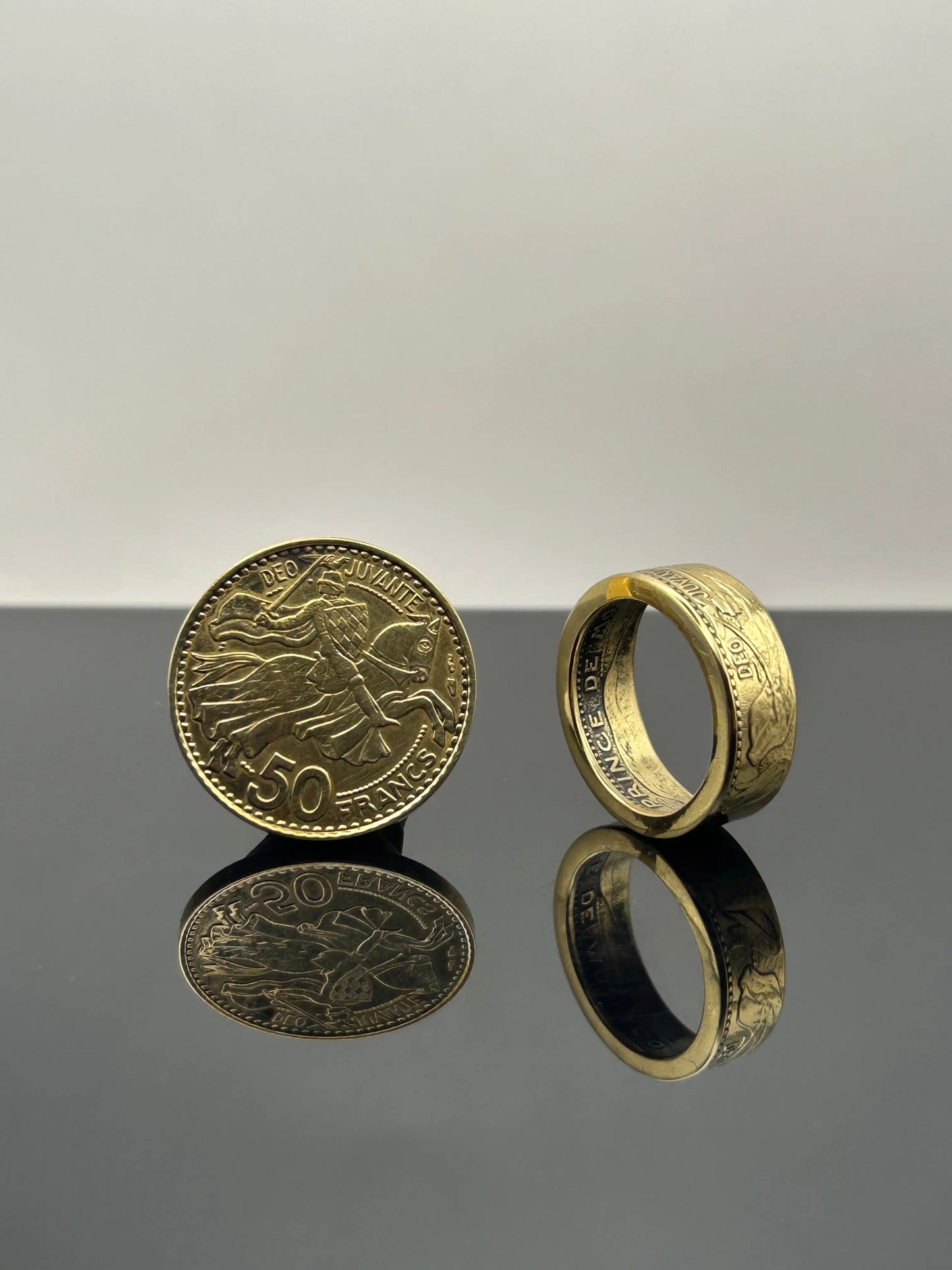 Bague pièce de monnaie 50 francs Monaco MONNAIA