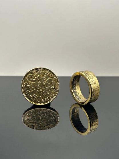 Bague pièce de monnaie 50 francs Monaco MONNAIA
