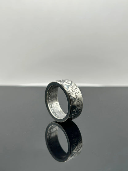 Bague pièce de monnaie CHARLEMAGNE en argent massif MONNAIA